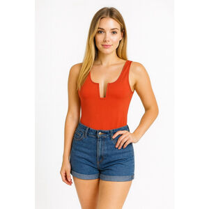 Women's Nous Orange Sleeveless Bodysuit M